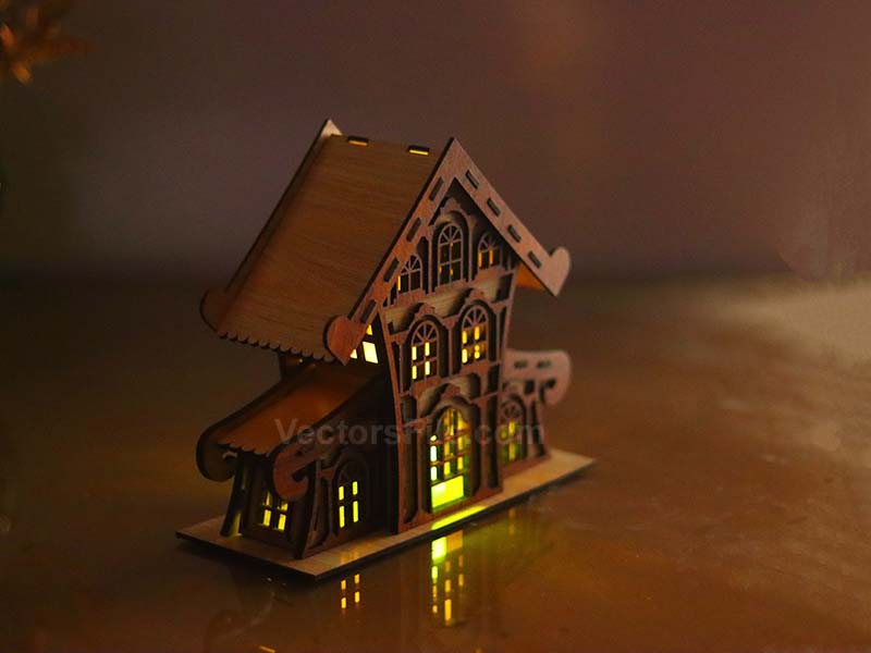 Laser Cut Christmas Houses Tealight Holder Wooden House Design