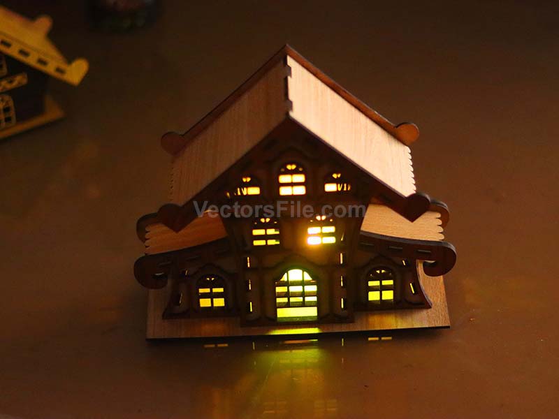 Laser Cut Christmas Houses Tealight Holder Wooden House Design