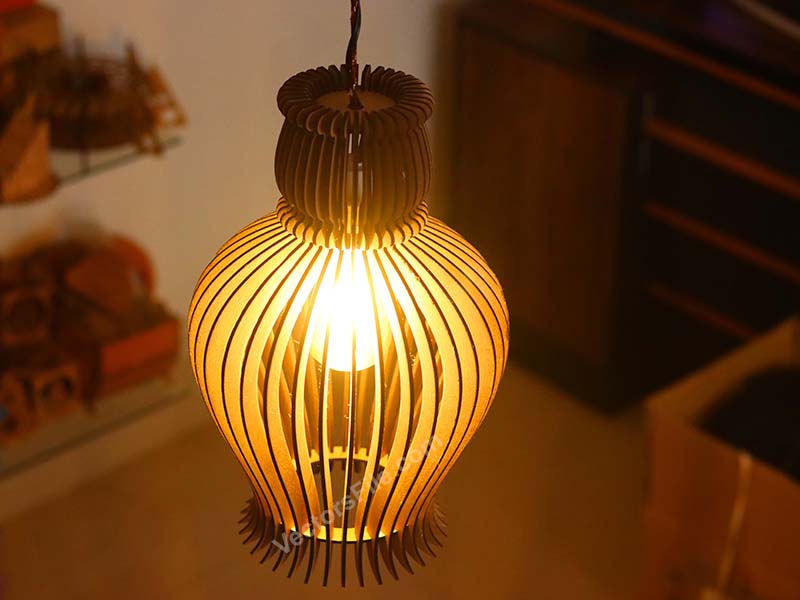 Laser Cut Hanging Lamp Wooden Pendant Night Light Lamp