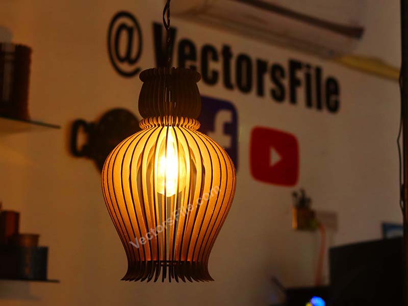 Laser Cut Hanging Lamp Wooden Pendant Night Light Lamp