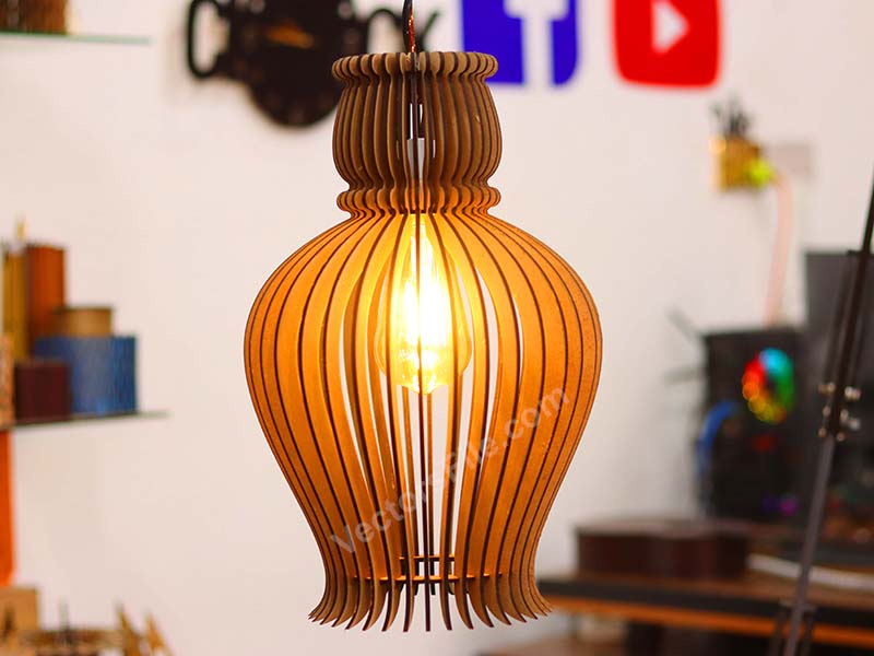 Laser Cut Hanging Lamp Wooden Pendant Night Light Lamp