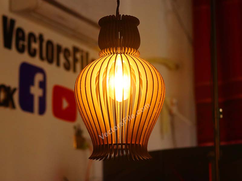 Laser Cut Hanging Lamp Wooden Pendant Night Light Lamp