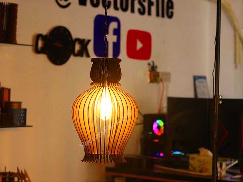 Laser Cut Hanging Lamp Wooden Pendant Night Light Lamp