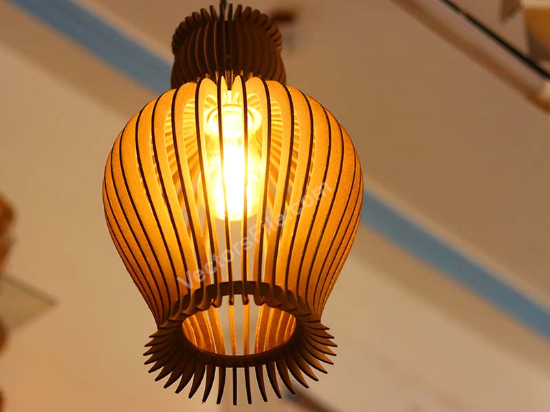 Laser Cut Hanging Lamp Wooden Pendant Night Light Lamp