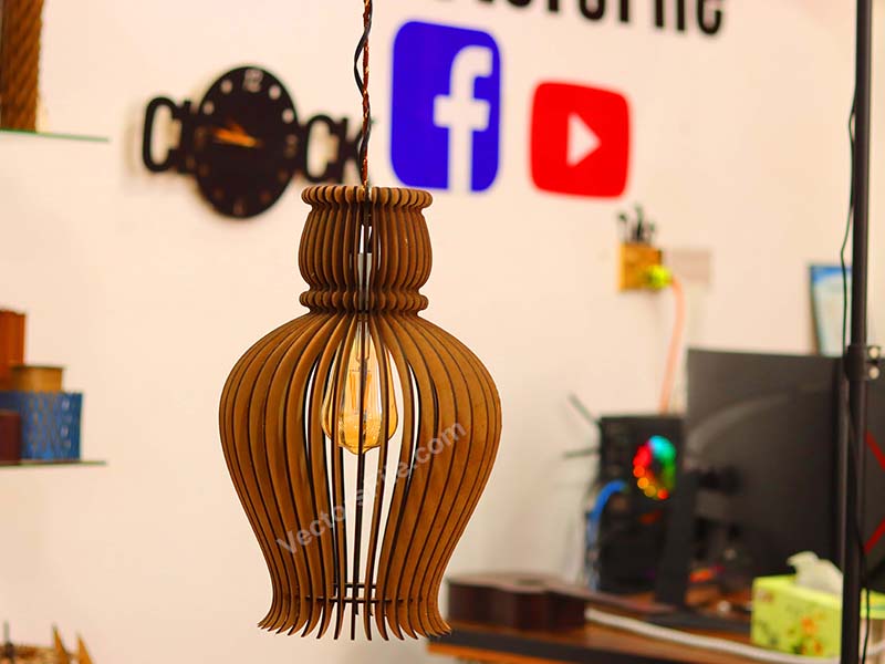 Laser Cut Hanging Lamp Wooden Pendant Night Light Lamp