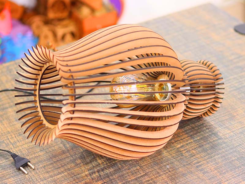 Laser Cut Hanging Lamp Wooden Pendant Night Light Lamp