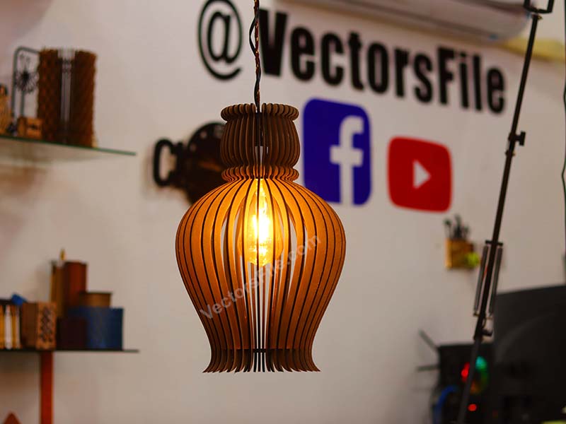 Laser Cut Hanging Lamp Wooden Pendant Night Light Lamp