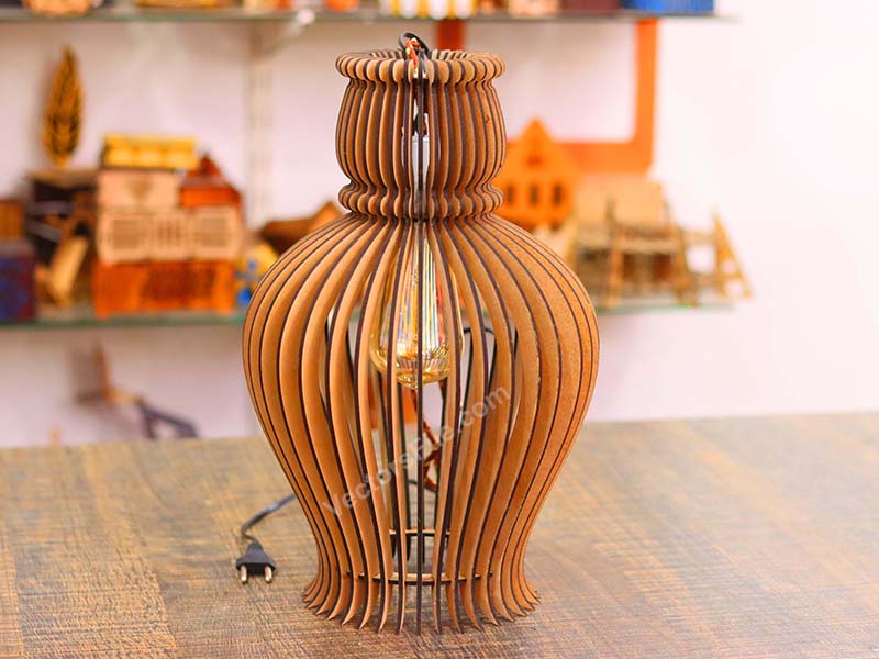 Laser Cut Hanging Lamp Wooden Pendant Night Light Lamp