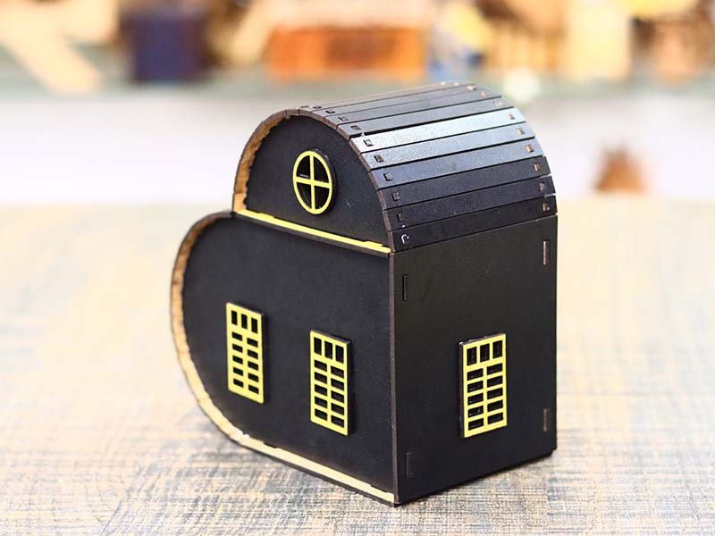 Laser Cut Heart Shape House Design Tealight Candle Holder