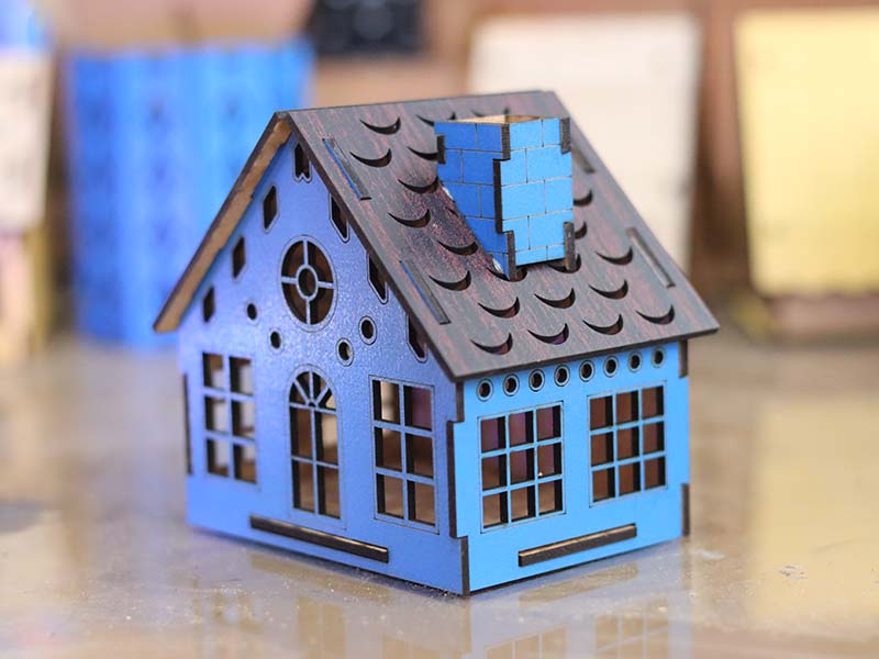 Laser Cut Tealight LED Candle Holder House Template