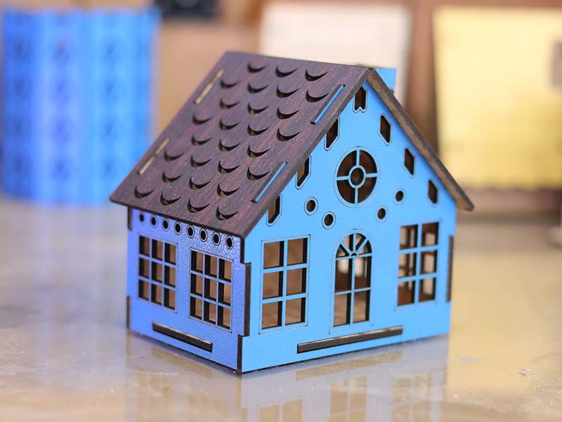 Laser Cut Tealight LED Candle Holder House Template