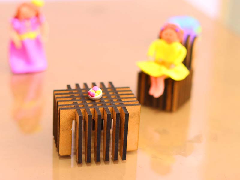 Laser Cut Dollhouse Furniture Miniature Chair and Table Set