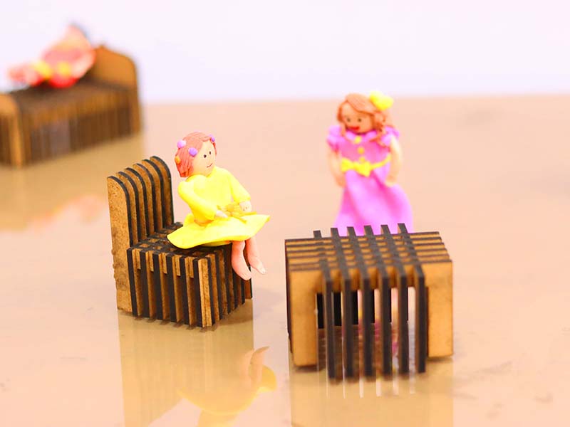 Laser Cut Dollhouse Furniture Miniature Chair and Table Set