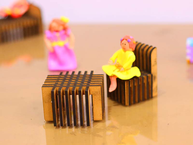 Laser Cut Dollhouse Furniture Miniature Chair and Table Set