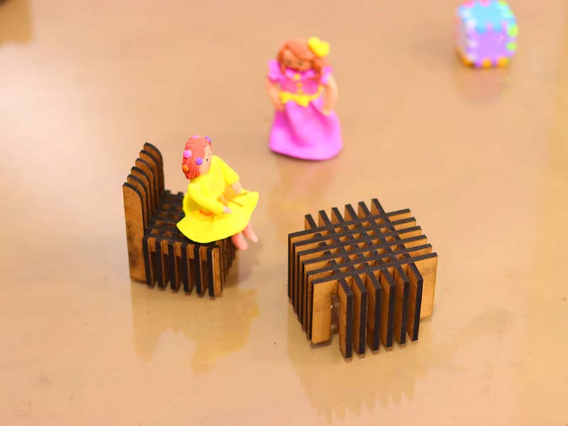 Laser Cut Dollhouse Furniture Miniature Chair and Table Set