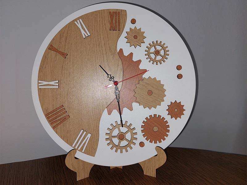 Laser Cut Gear Clock Wooden Wall Clock Design
