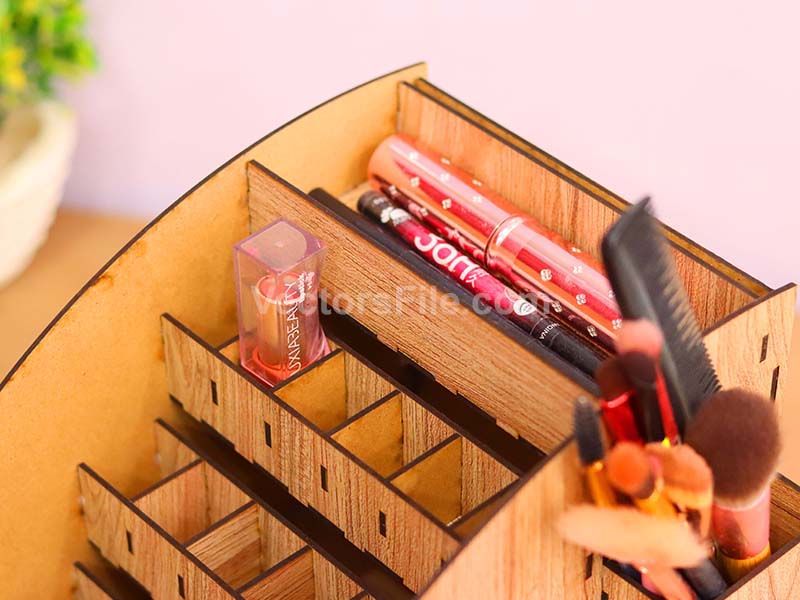 Laser Cut Makeup Organizer Lipstick Stand with Jewelry Box