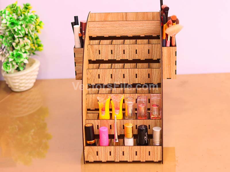 Laser Cut Makeup Organizer Lipstick Stand with Jewelry Box