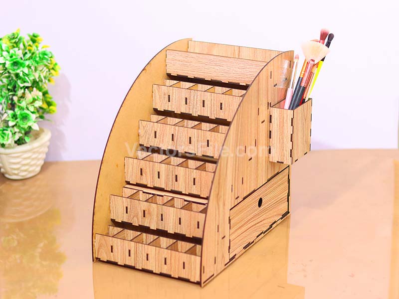 Laser Cut Makeup Organizer Lipstick Stand with Jewelry Box