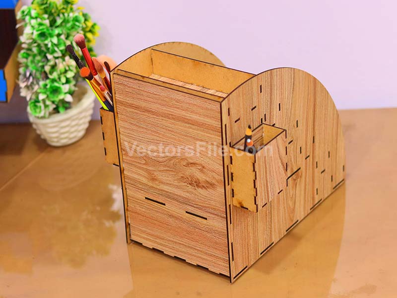 Laser Cut Makeup Organizer Lipstick Stand with Jewelry Box