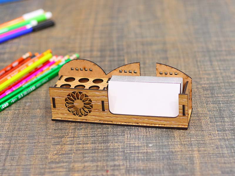 Laser cut Pencil and Pen Stand with Business Card Holder