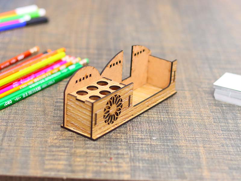 Laser cut Pencil and Pen Stand with Business Card Holder