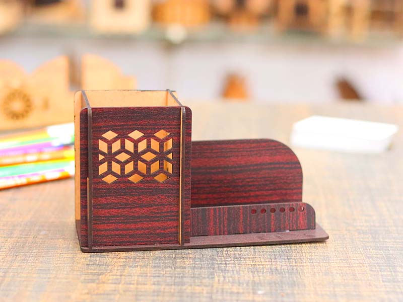 Laser Cut Pen Pencil Holder and Business Card Holder