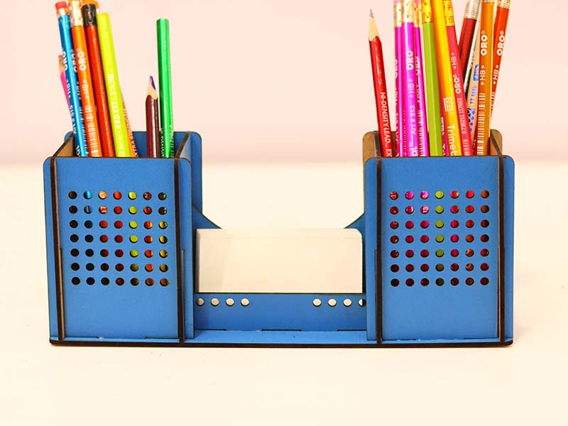 Laser Cut Desk Organizer Pen Pencil and Business Card Holder