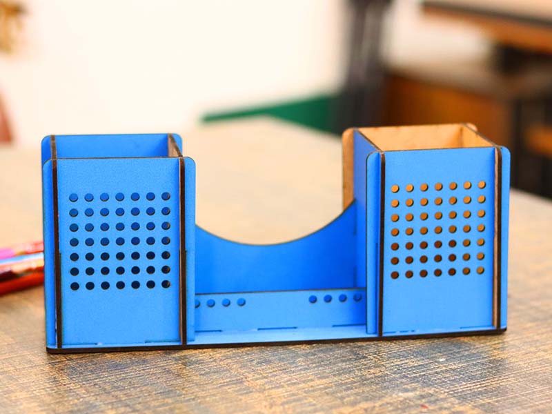 Laser Cut Desk Organizer Pen Pencil and Business Card Holder