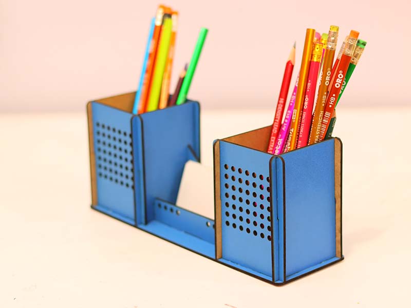 Laser Cut Desk Organizer Pen Pencil and Business Card Holder