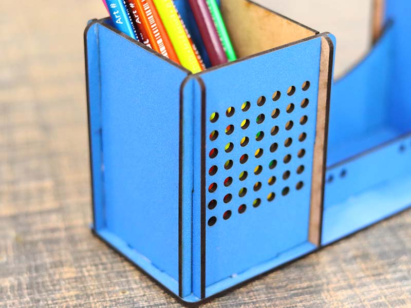 Laser Cut Desk Organizer Pen Pencil and Business Card Holder