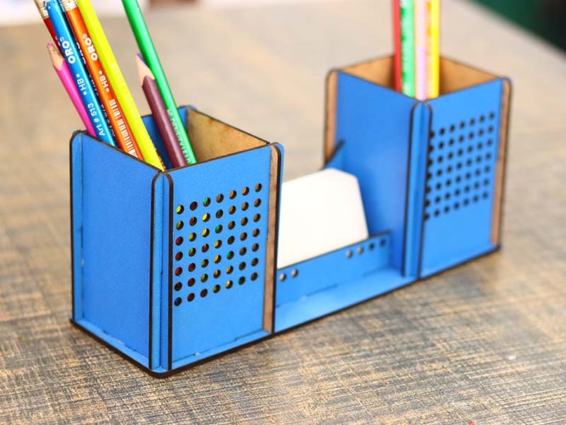 Laser Cut Desk Organizer Pen Pencil and Business Card Holder