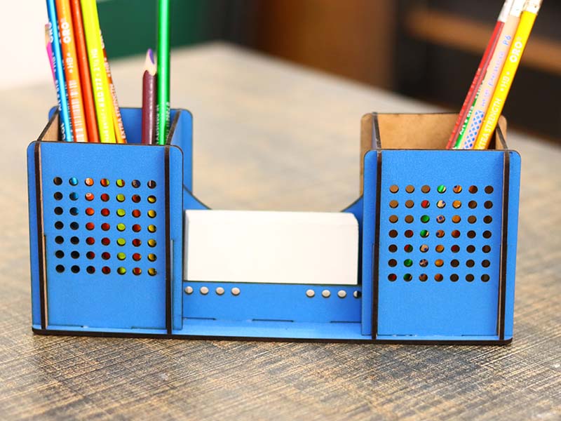 Laser Cut Desk Organizer Pen Pencil and Business Card Holder