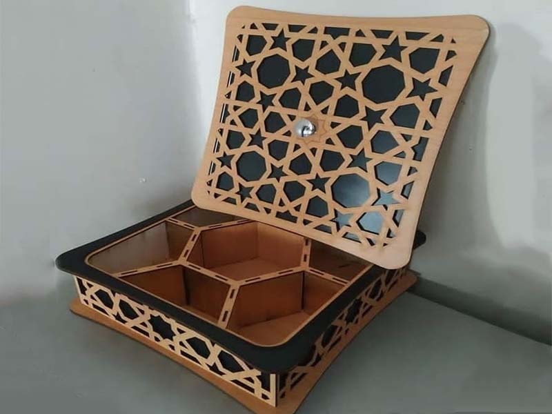 Laser Cut Gift Box Wooden Partition Box for Dry Fruits