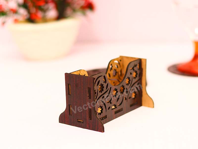 Elegant Laser Cut Coaster Set with Matching Holder