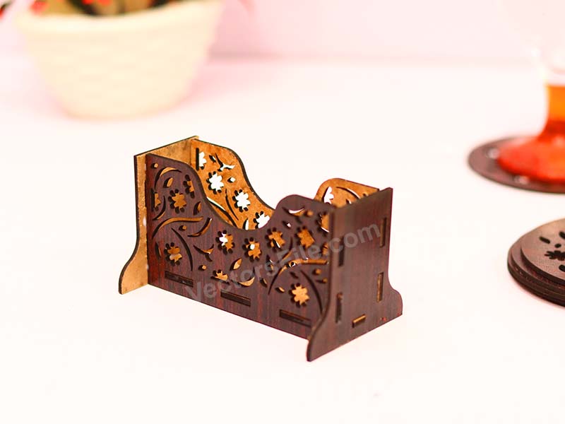 Elegant Laser Cut Coaster Set with Matching Holder