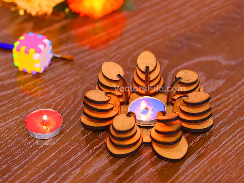 Laser Cut Outs Leaf Tealight Candle Holder