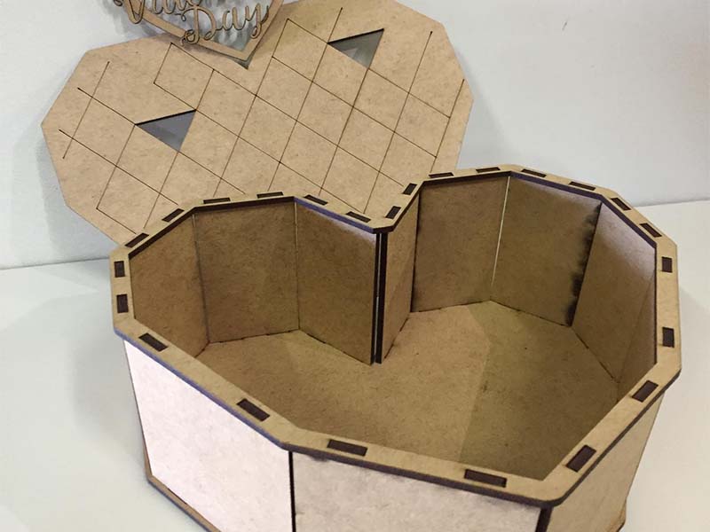 Laser Cut Wooden Heart Box Jewelry and Gift Box Idea