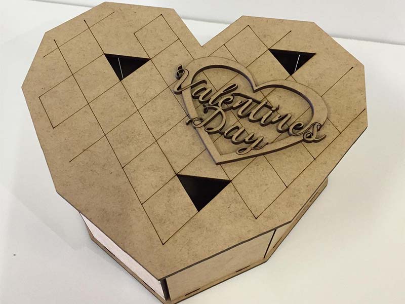 Laser Cut Wooden Heart Box Jewelry and Gift Box Idea