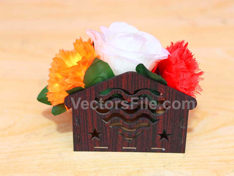 Laser Cut Heart Pattern Flower Basket Design