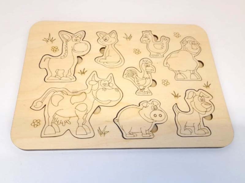 Laser Cut Animal Education Puzzle Board for Kids