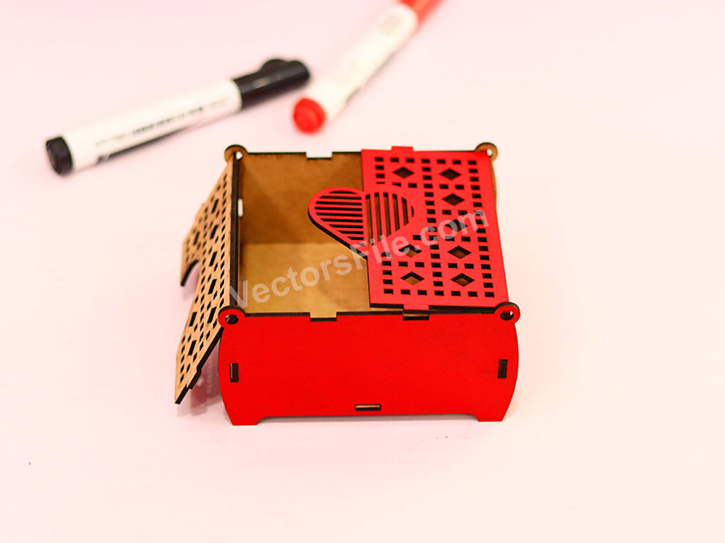 Laser Cut Gift Box Heart Pattern Jewelry Box Template