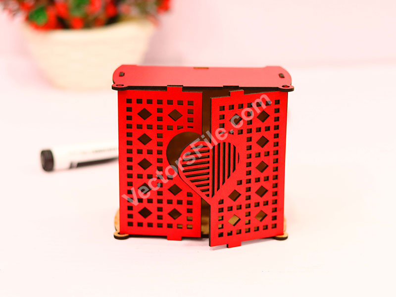Laser Cut Gift Box Heart Pattern Jewelry Box Template