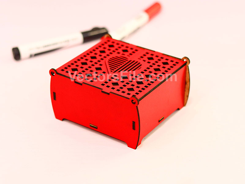 Laser Cut Gift Box Heart Pattern Jewelry Box Template
