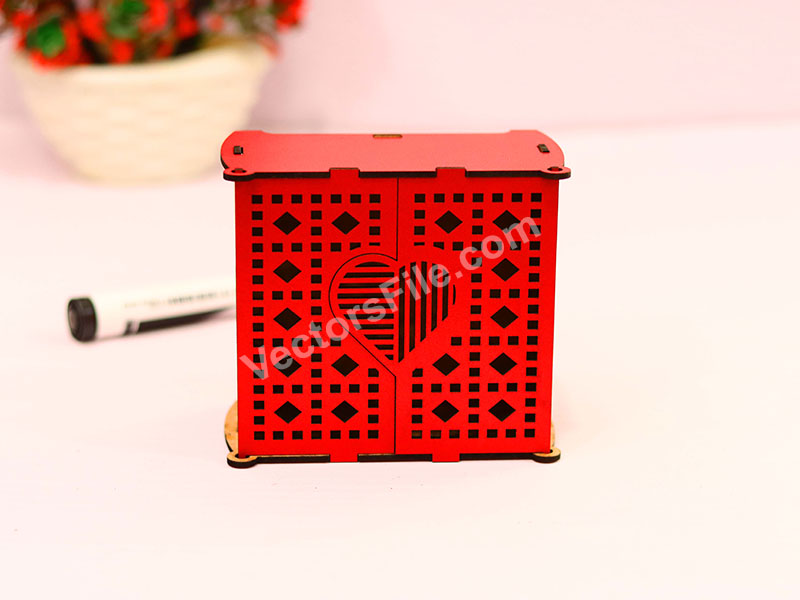 Laser Cut Gift Box Heart Pattern Jewelry Box Template
