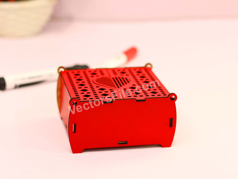 Laser Cut Gift Box Heart Pattern Jewelry Box Template