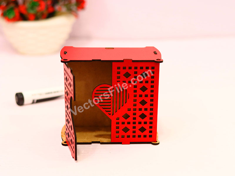 Laser Cut Gift Box Heart Pattern Jewelry Box Template
