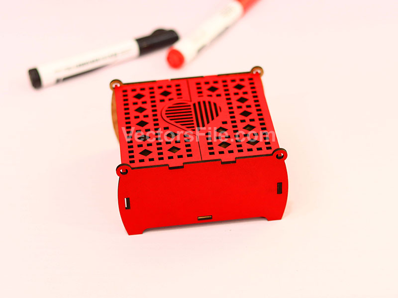Laser Cut Gift Box Heart Pattern Jewelry Box Template