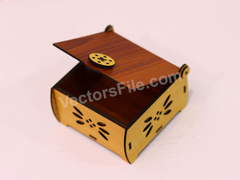 Laser Cut Jewelry Box with Lock Wooden Gift Box Design