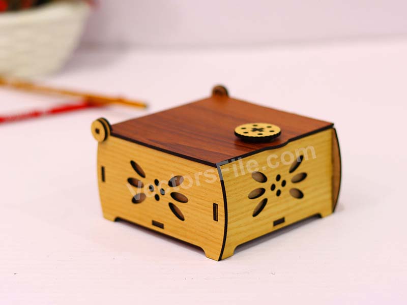 Laser Cut Jewelry Box with Lock Wooden Gift Box Design